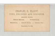 Charles D. Elliot - Civil Engineer and Surveyor, Perkins Collection 1850 to 1900 Advertising Cards